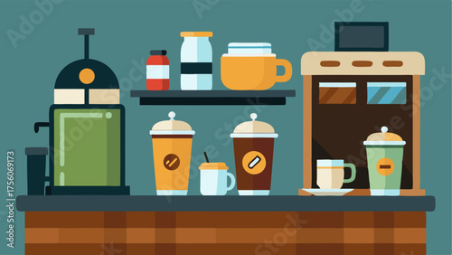 A coffee bar offers students a variety of caffeinated beverages to keep them energized while studying.