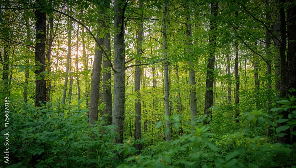 Obraz premium Obscured perspective of woodland