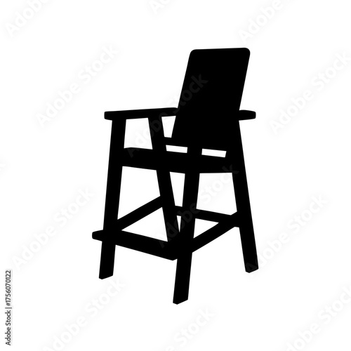 Lifeguard chair silhouette simple black and white graphic representation for safety and beach aesthetics