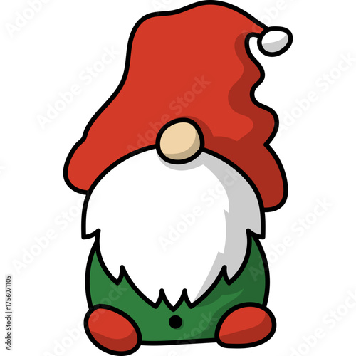 Christmas Gnome Flat Illustration