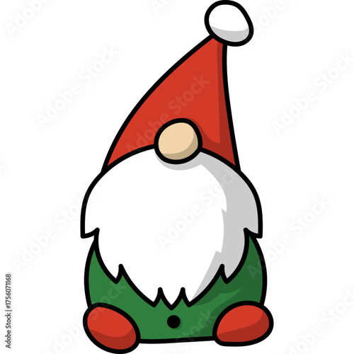 Christmas Gnome Flat Illustration
