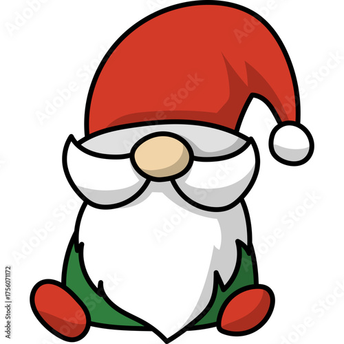 Christmas Gnome Flat Illustration