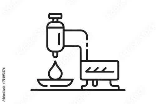 filling machine icon. Thin linear style design. one line Icon drawing with white background