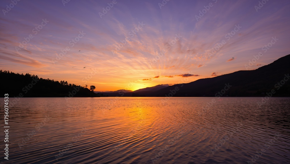 Fototapeta premium Gorgeous twilight reflecting on the forest pond