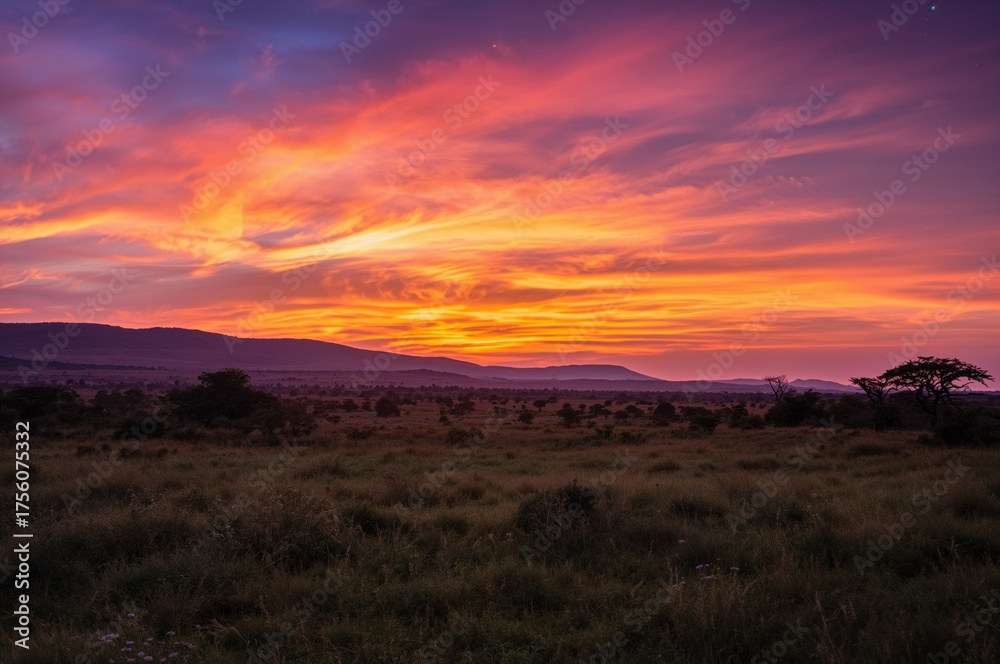Obraz premium Sunset over the savannah