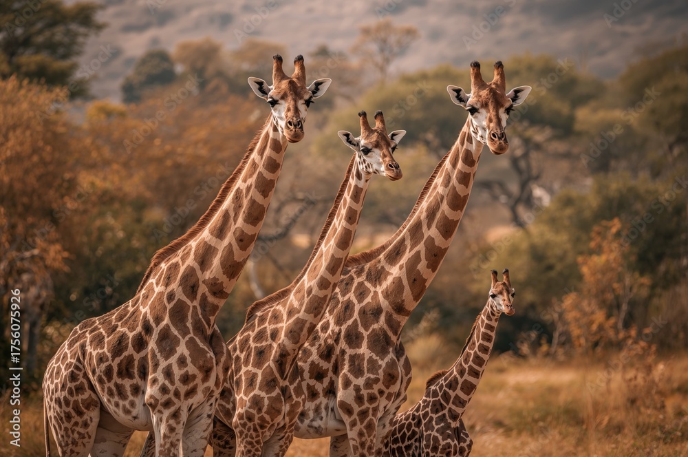 Obraz premium Various sized giraffes illustration