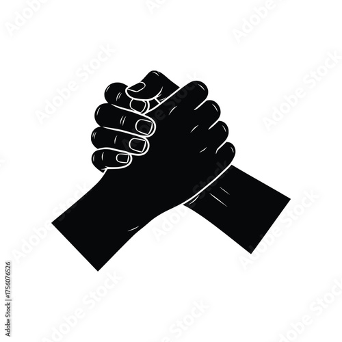 Arm Wrestling Handshake Strength Vector Illustration