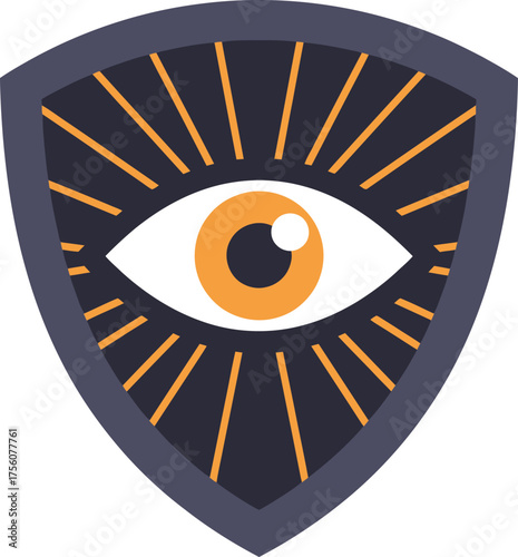 of an all-seeing eye inside a shield.