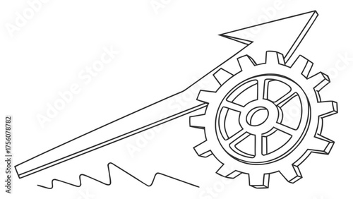 Dynamic gear mechanism driving upward growth, a symbol of progress and innovation, ideal for business and technology concepts in modern designs
