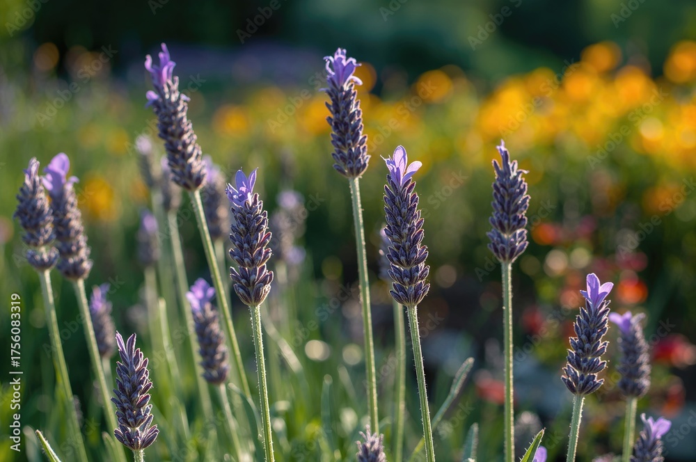 Fototapeta premium Detailed view of blooming lavender flowers