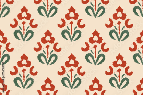 Motifs Ikat floral paisley embroidery background.geometric ethnic oriental pattern traditional.Aztec-style abstract. design for texture, fabric, clothing, wrapping, decoration