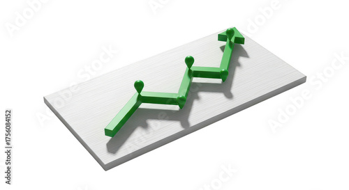 Green arrow graph shows an upward trend isolated on transparent background