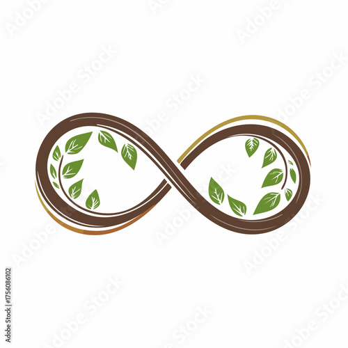 Ethereal representation of infinite growth and sustainability, featuring an infinity symbol and verdant leaves