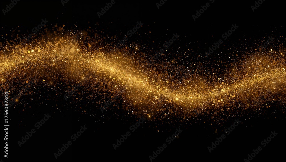 Fototapeta premium Glittering gold dust with sparkling wave pattern backdrop. Shimmering surface design.