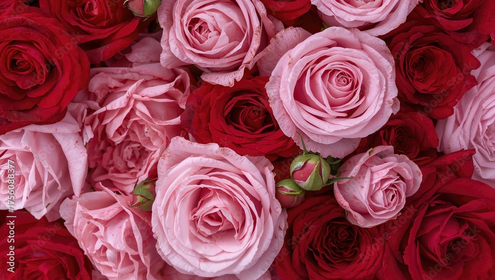 Obraz premium Backdrop featuring pink and red roses
