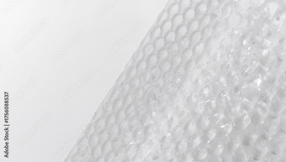 Naklejka premium Detailed view of bubble wrap section against plain white backdrop