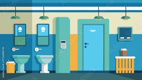 A clean and wellmaintained restroom area for commuters to freshen up.