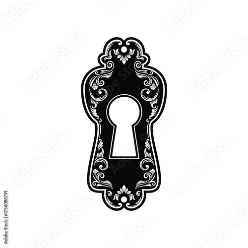 Ornate Vintage Keyhole Plate Vector Illustration