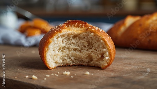 A partially consumed piece of bread