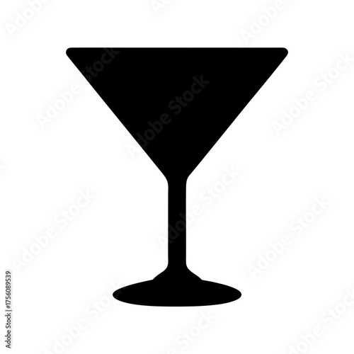 Elegant black silhouette of a classic martini glass perfect for cocktail and bar themed designs