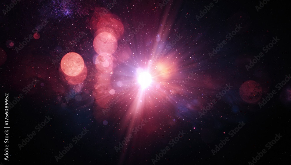 Fototapeta premium Blurred abstract lights with a radiant light beam in the background