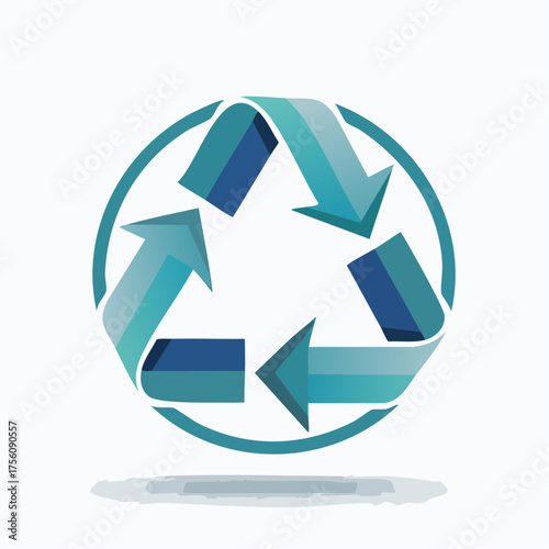 Recycling symbol with blue and green arrow representing sustainability and eco-consciousness
