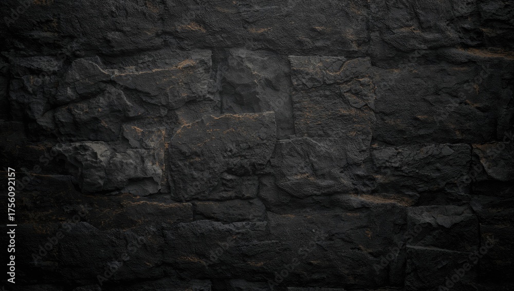 Fototapeta premium Stone wall texture with abstract black grunge design and architectural pattern