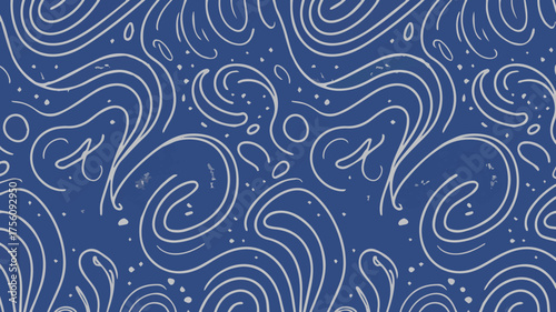 Vector art of abstract blue pattern with swirling white lines and dots for a dreamy look