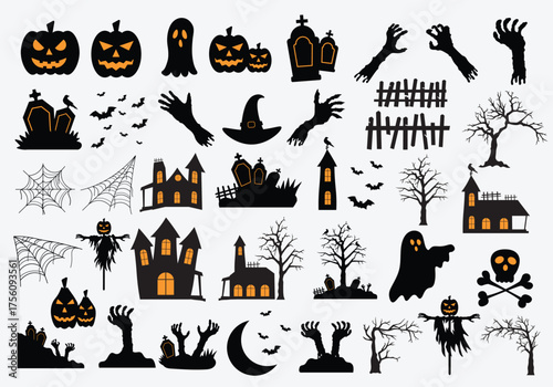 Halloween spooky silhouette collection