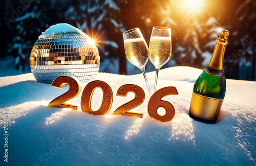 2026, celebrazione anno nuovo, neve e divertimento