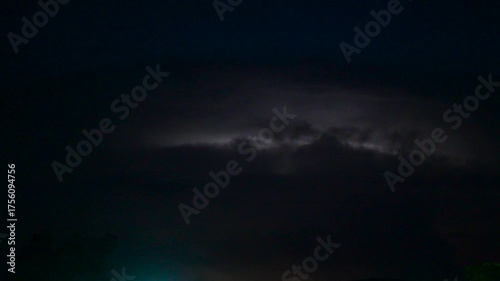 Lightning fiercely on a thunderstorm dusk. Lightning flashes through dark storm clouds. Black clouds before the thunderstorm. Thunderstorm With Lightning, clouds background 4k