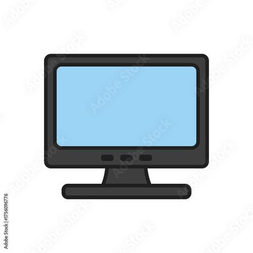 Sleek monitor with a light blue screen offers a clean, modern design for your digital projects, perfect for tech themes and online marketing campaigns