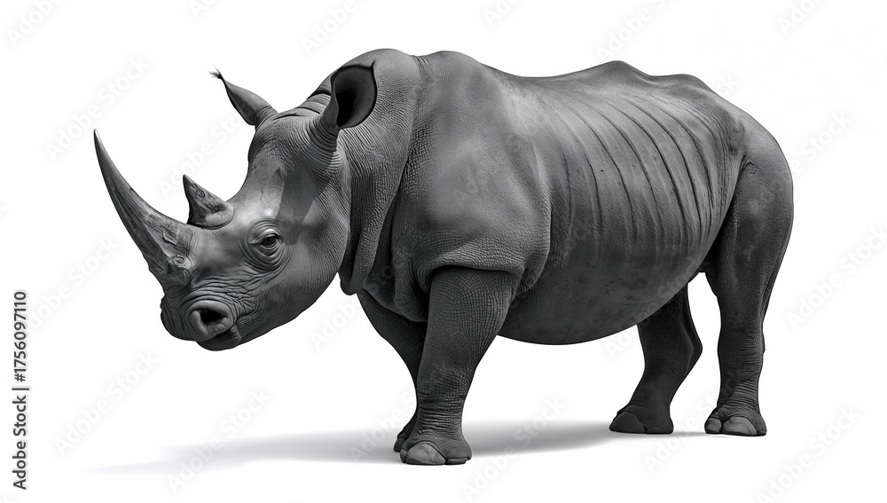 Fototapeta premium Dark Rhino Silhouette Against a Pale Backdrop