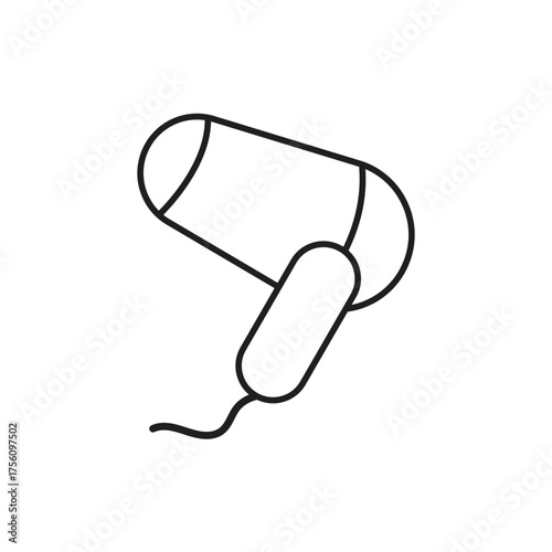 Sleek hair dryer line art for modern beauty brand designs and minimalist salon decor, showing professional styling and hair care solutions