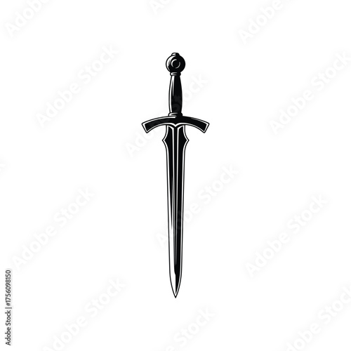 Medieval Templar Knight Sword Vector Illustration