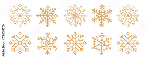 Wallpaper Mural Set of elegant, detailed gold snowflakes in minimal style. Ideal for winter, Christmas, New Year, holiday decoration Torontodigital.ca