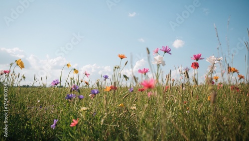 Blossoms amidst greenery under a clear blue sky in a summer setting