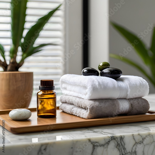 spa still life with towel and candle