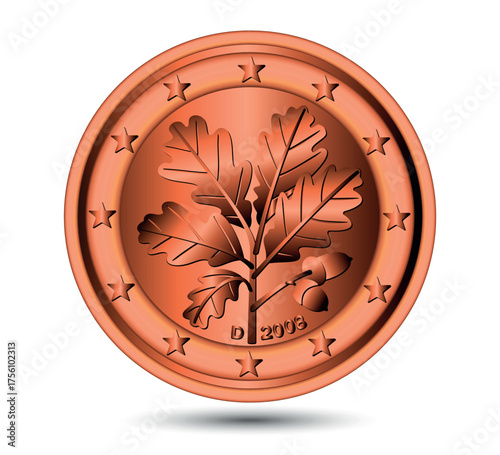 Eurocoin 1 cent Germany. Obverse coin.