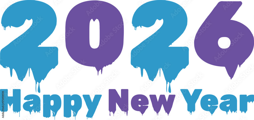 Naklejka premium 2026 Happy New Year