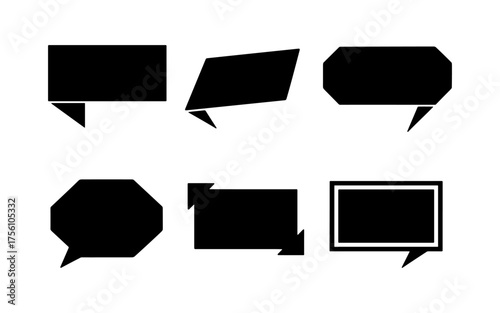 Collection of silhouette speech bubble icons in geometric shapes
