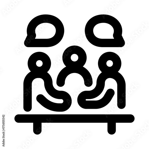 Meeting Point Icon, Bold Outline Design for Gathering, Discussion, and Collaboration