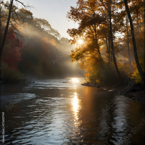 sunrise over the river