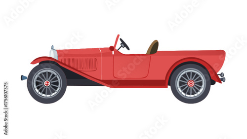 Red vintage convertible car classic automobile flat design vector