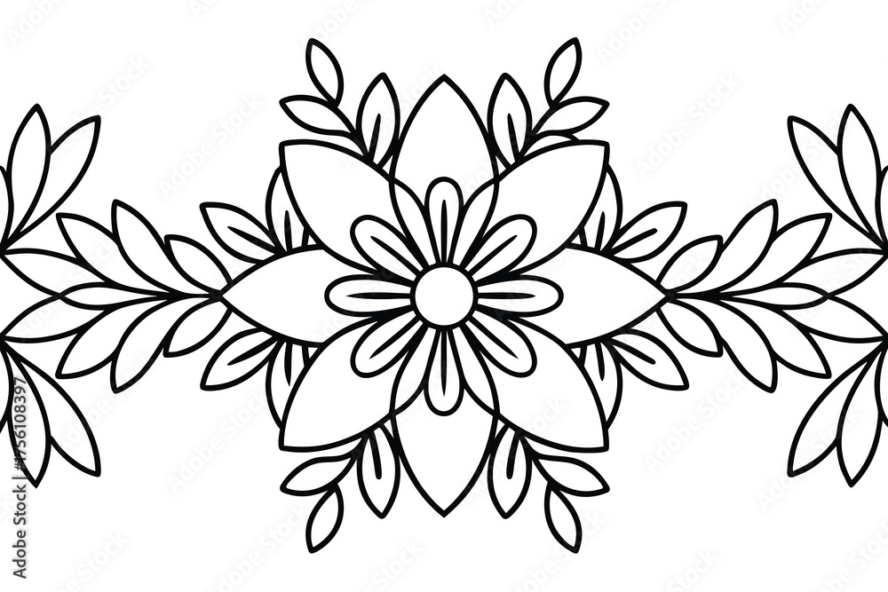 Obraz premium Elegant Floral Border Design with Intricate Details and Stylized Leaves for Creative Projects and Decorative Applications Suitable for Various Design Purposes
