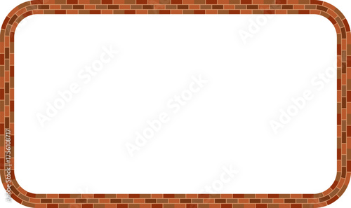 Rounded Rectangle frame brick brickwork brown border picture frame vintage retro antique handcraft framework architecture decorative element isolated background 