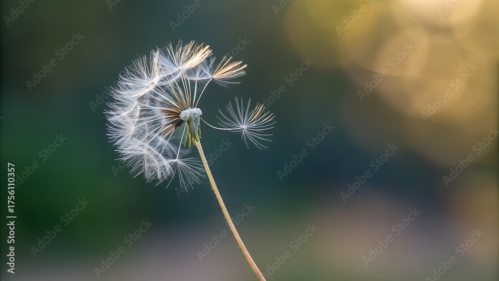 Fototapeta premium Close up image of a dandelion flower in sunlight