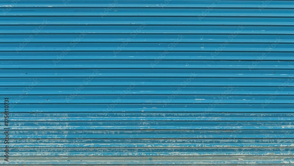 Fototapeta premium Detailed outdoor shot of a section of a blue metal barrier featuring a ventilation pattern.