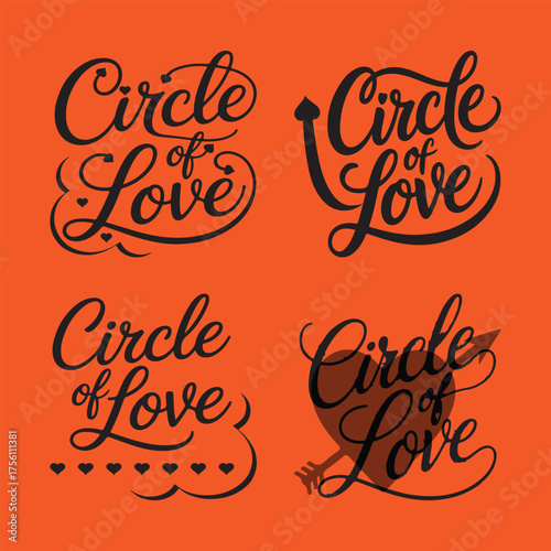 A Minimalist Typography Calligraphy Of This Word Circle Of Love Shiouette Vector Art