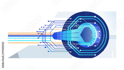 Abstract digital data flow and secure network connection concept.